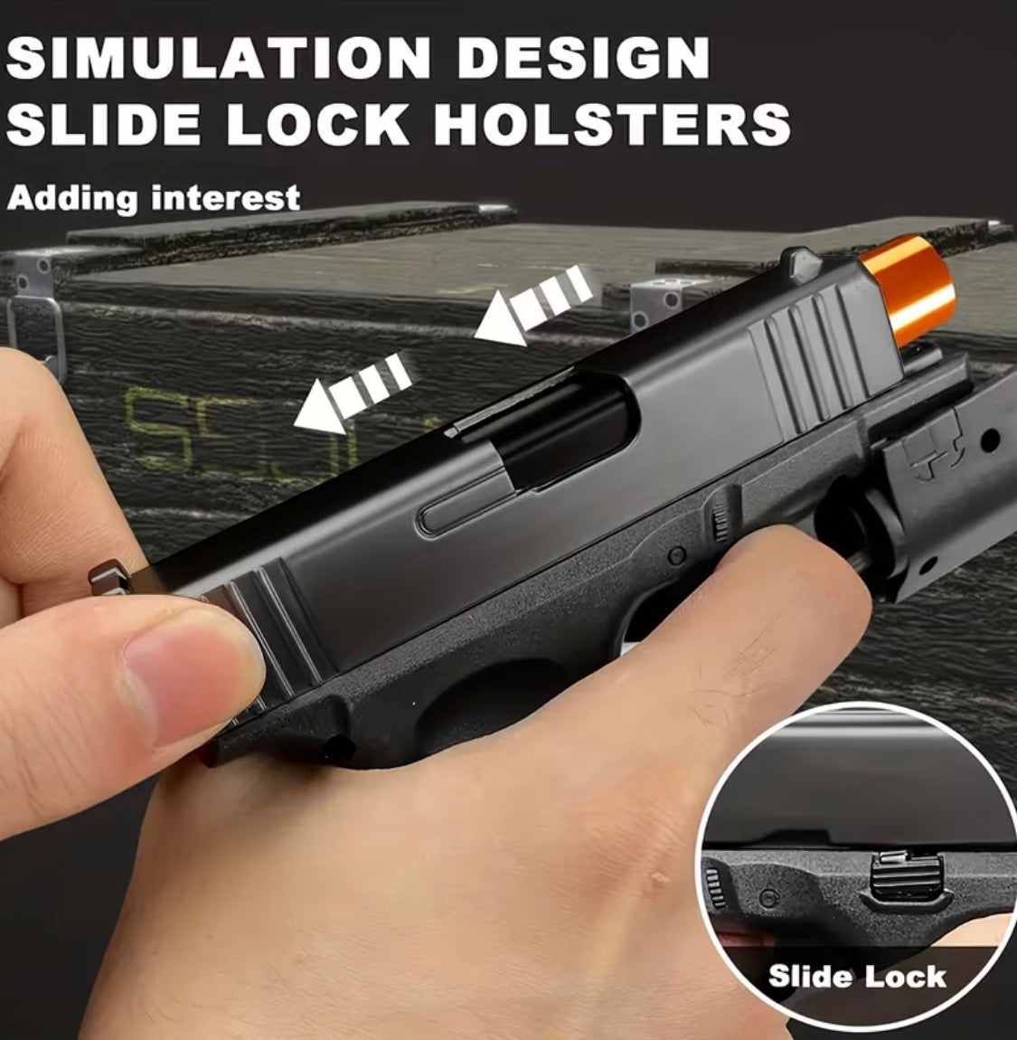 Gun-Shaped Butane Lighter with High-Temperature Ceramic Nozzle, Black Orange