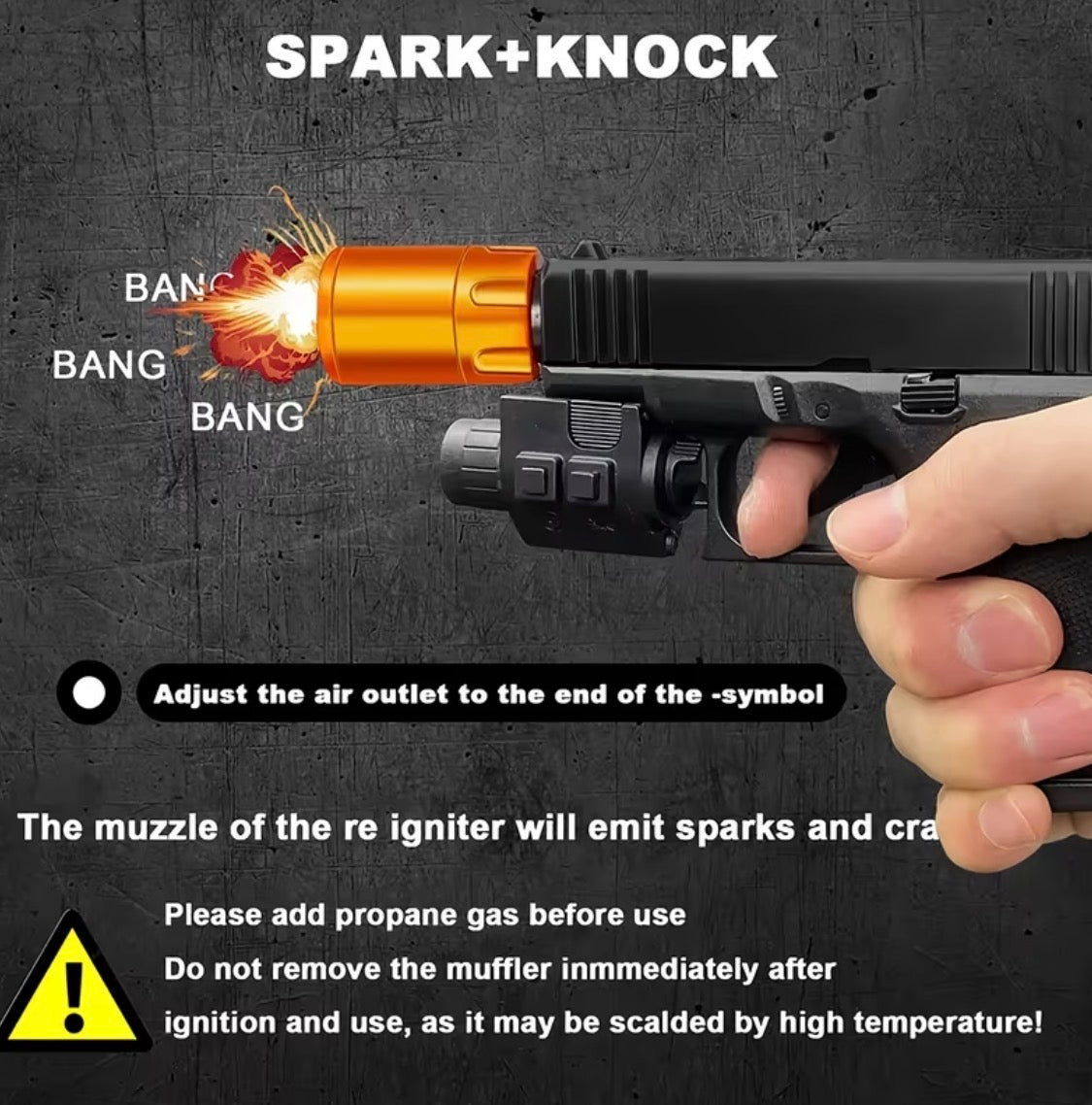 Gun-Shaped Butane Lighter with High-Temperature Ceramic Nozzle, Black Orange