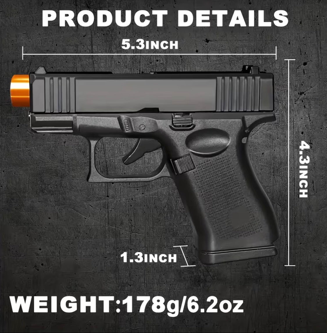 Gun-Shaped Butane Lighter with High-Temperature Ceramic Nozzle, Black Orange